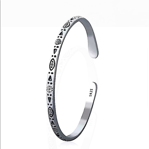 STERLING SILVER TRIBAL BOHO BANGLE BRACELET SET - Picture 5 of 14